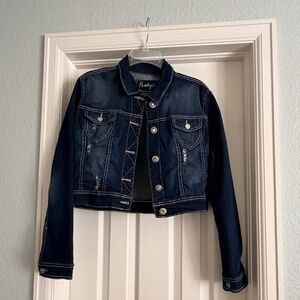 Amethyst Dark cropped jean jacket L